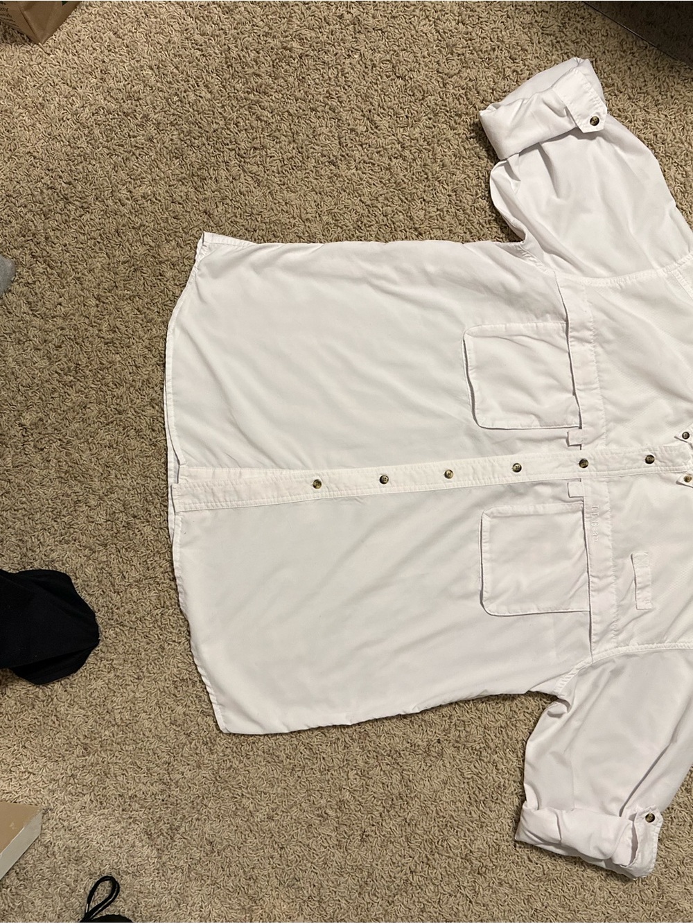 L.L. Bean White Men's Casual Button-Down Shirt